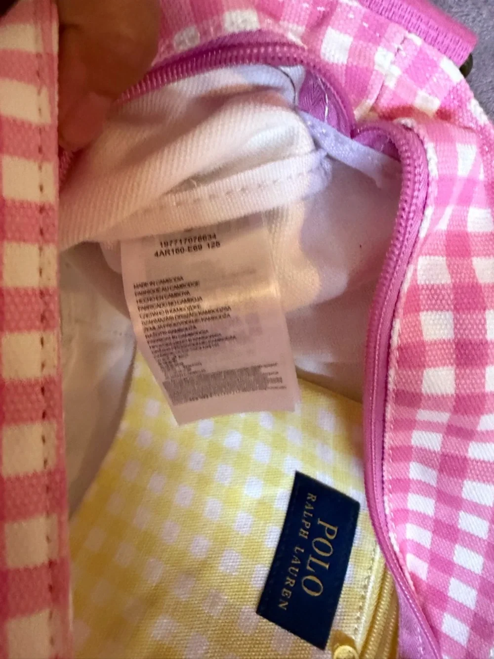 POLO RALPH LAUREN Kids' Gingham Big Pony Cotton Canvas Tote In Multi